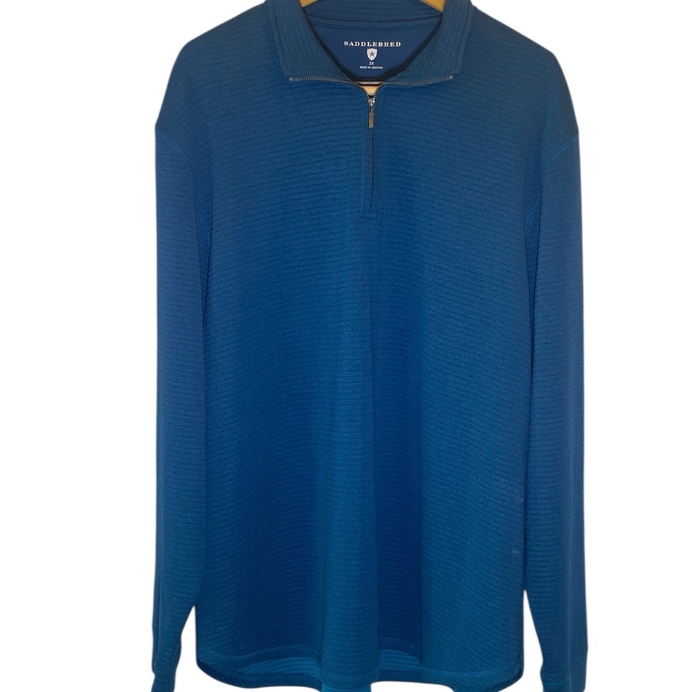 Saddlebred Big Men's size 2X Teal Blue 1/4 zip Pullover